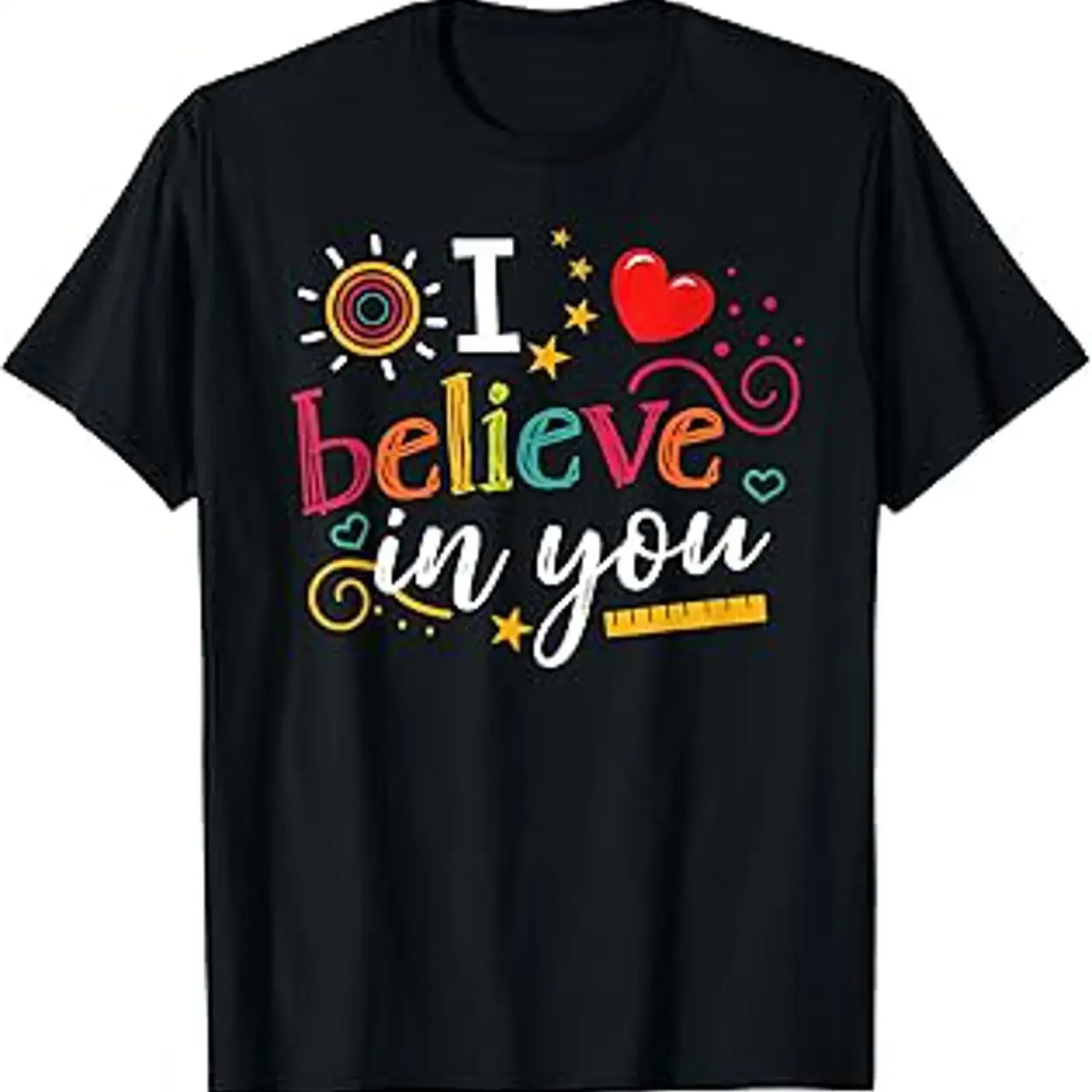 Test Day Teacher I Believe in You T Shirt Testing Kids vintage Washed Unisex Top For Everyday Wear Stretched Casual Stylish