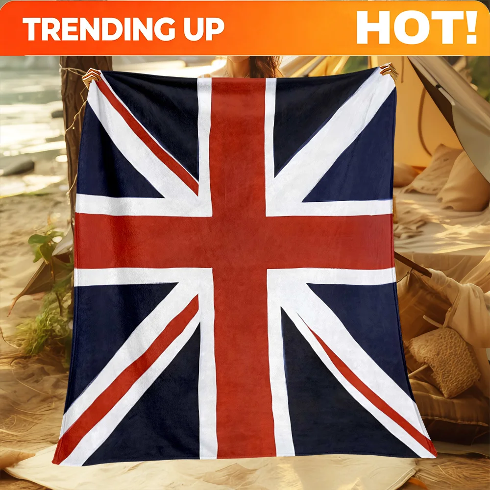 Customize 1pc UK Flag Union Jack Outdoor Portable Blanket-Lightweight Home Furnishings Bedding Blanket Suitable for Travel Campi