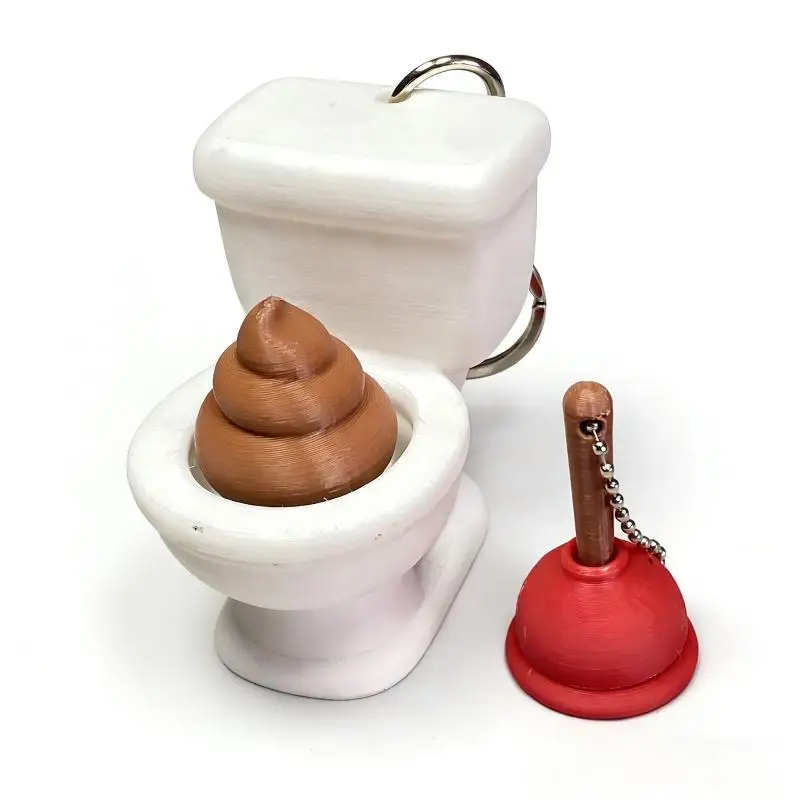 1/2 Stück Beruhigender Schlüsselanhänger, Schlüssel-Fingerknopf, Anti-Stress-Spielzeug, Toiletten-Kot-Schlüsselring, Taschenanhänger, Fingerspitzen-Klicker, Dekompressions-Spielzeug – Detail 1