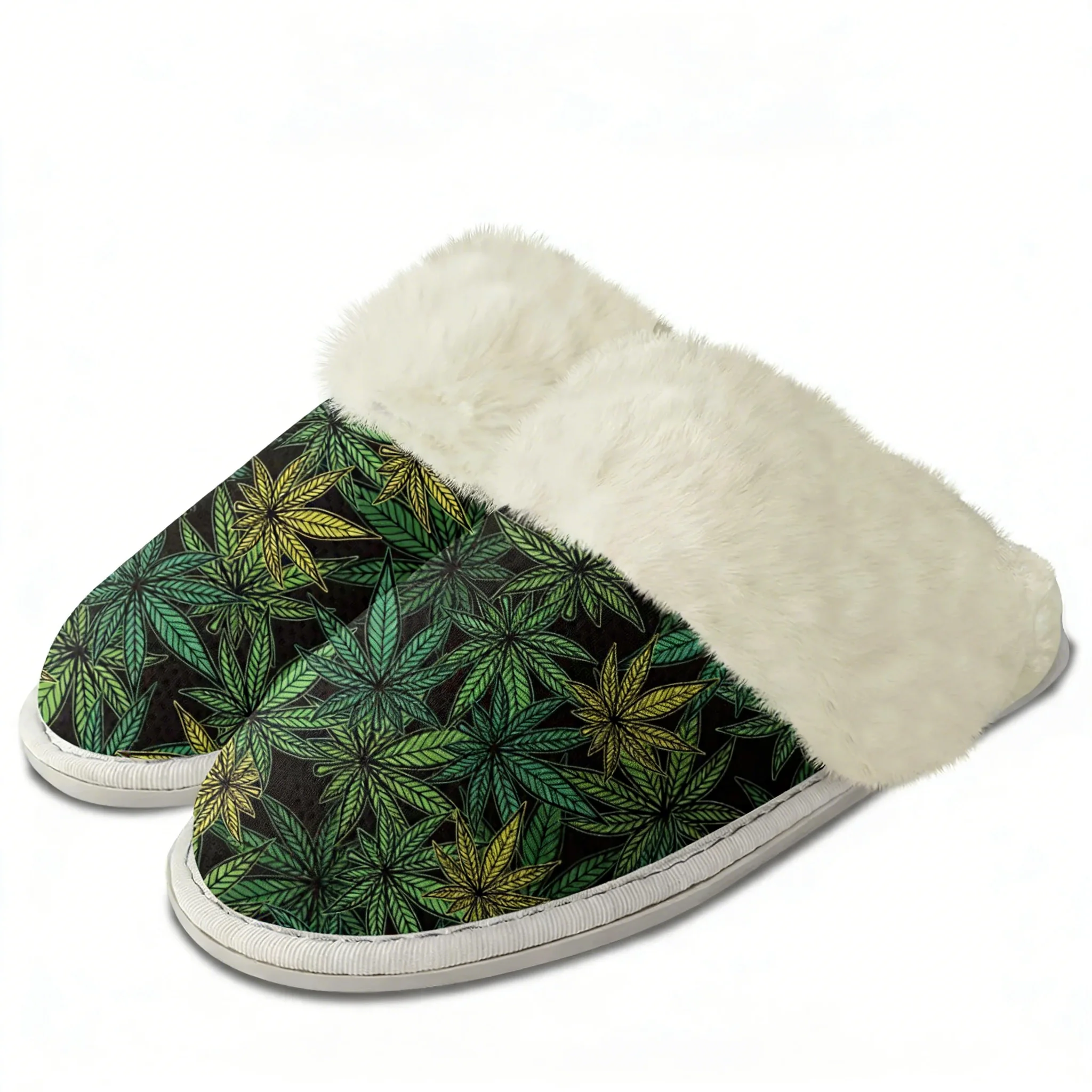 

Плюшевые тапочки с принтом «Листья марихуаны» (красные, желтые, зеленые), хлопковые, теплые, домашние, легкие, на заказ