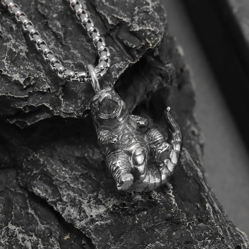 Personalized Cute Dinosaur Beast Animal Pendant Necklace Retro Punk Trendy Jewelry Boy Gift