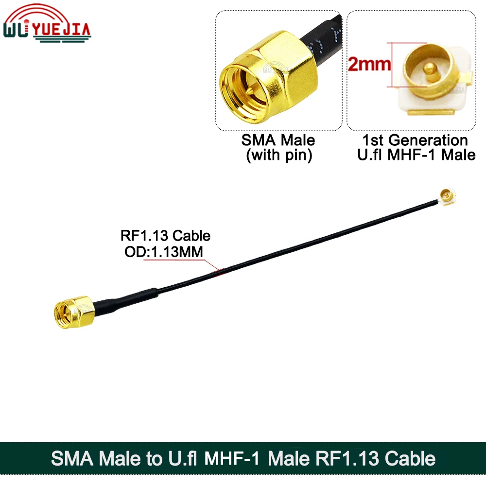 2Pcs/Lot RF1.13 U.F.L Coaxial Jumper WIFI 4G 5G Extension Cable U.fl-MHF-1 Male Plug to SMA Male / Female Jack 50 ohm Connector