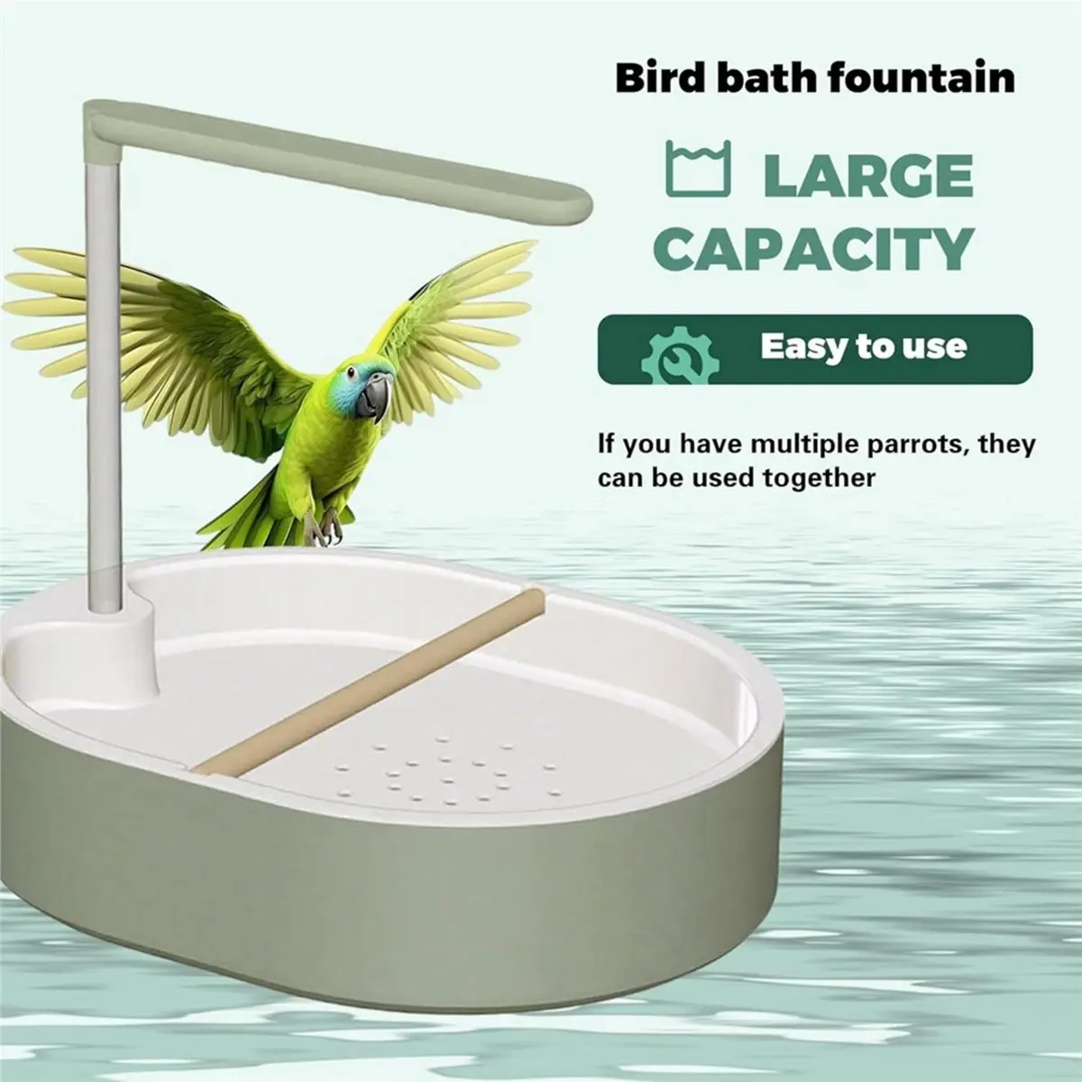 ABNH Parrot Bathtub Bird Automatic Bath Shower,Large Bird Shower Fountain Indoor Bathtub with Running Water, Contains USB