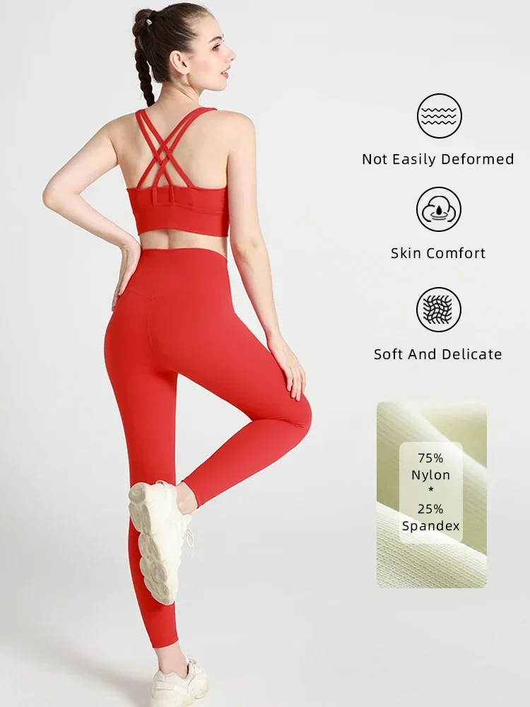 

Бесшовный комплект для йоги, спортивный бюстгальтер, укороченный топ, леггинсы для тренировок, спортивная одежда, женская одежда для йоги, тренажерного зала и фитнеса, женская одежда