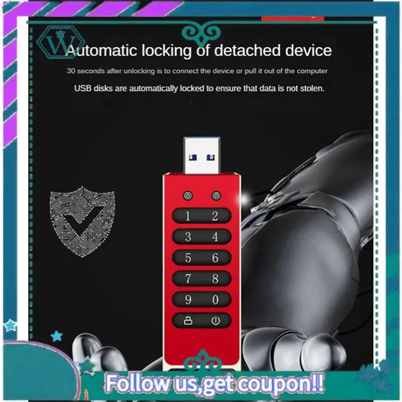 

Upgraded Secure USB Drive, Encrypted USB Flash Drive Hardware Password Memory Stick With Keypad USB 3.1 Disk Flash
