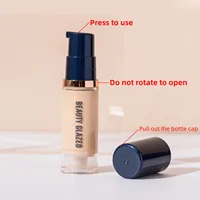 BEAUTY GLAZED Ensemble de maquillage pour le visage 3 pièces, fond de teint liquide mat longue durée imperméable + base + poudre 2