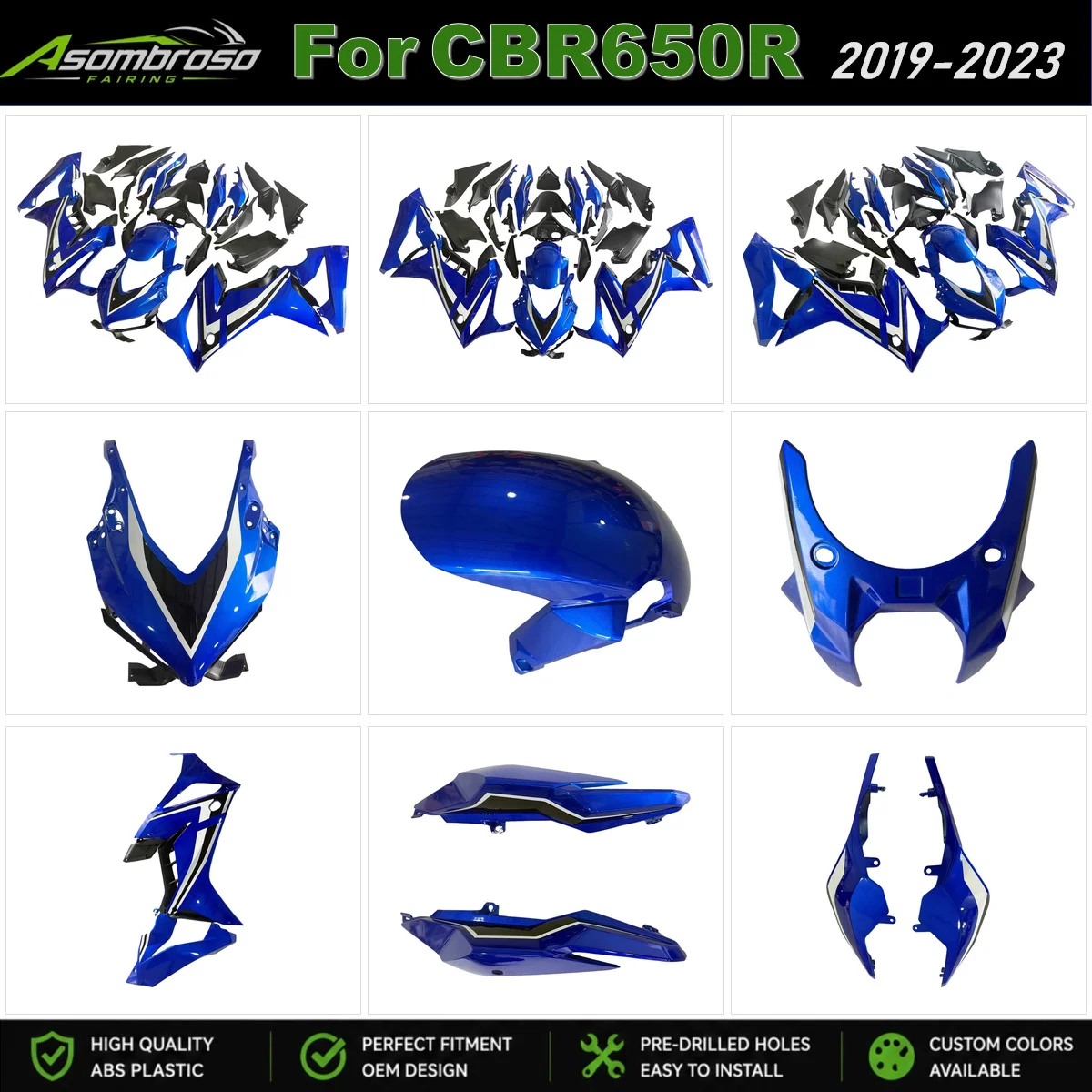 Motorcycle Fairng Kit CBR 650 R 19 20 21 22 23 ABS Painted Fairings Injection Molding Fit for HONDA CBR650R 2019-2023 RH01