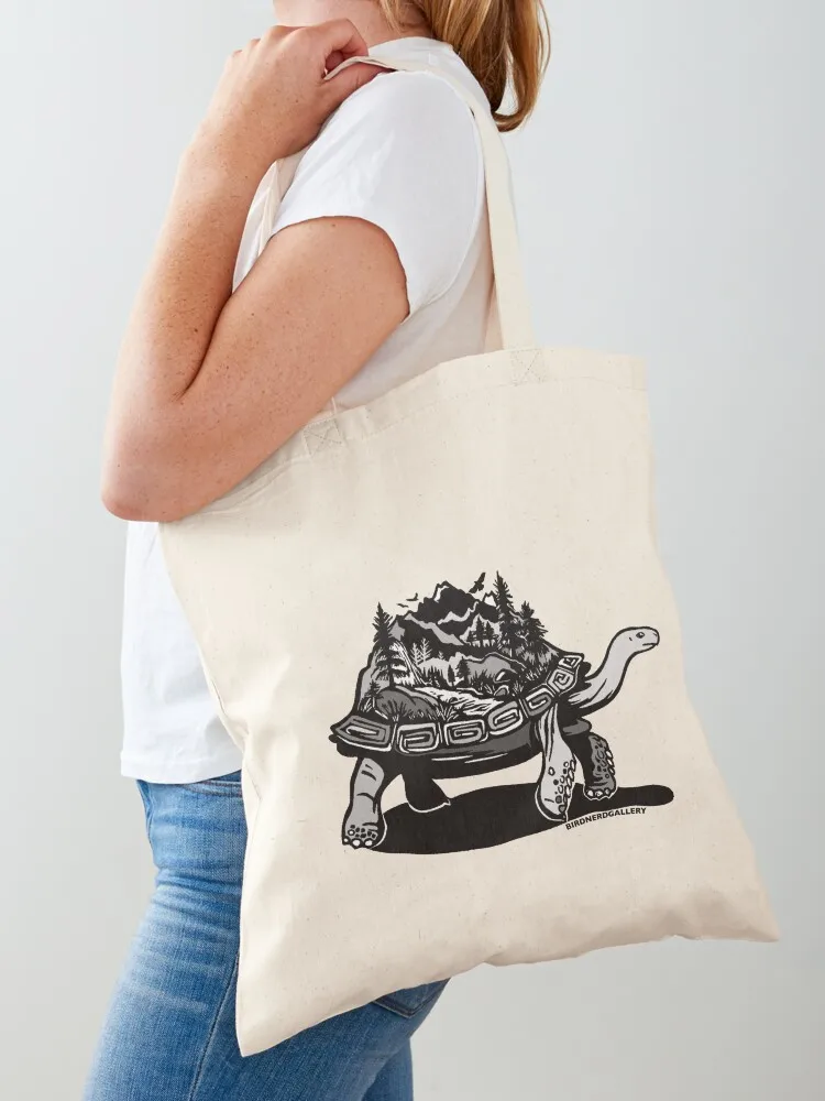 World Tortoise Digital Linocut Tote Bag handbag woman shopping bag tote bags aesthetic