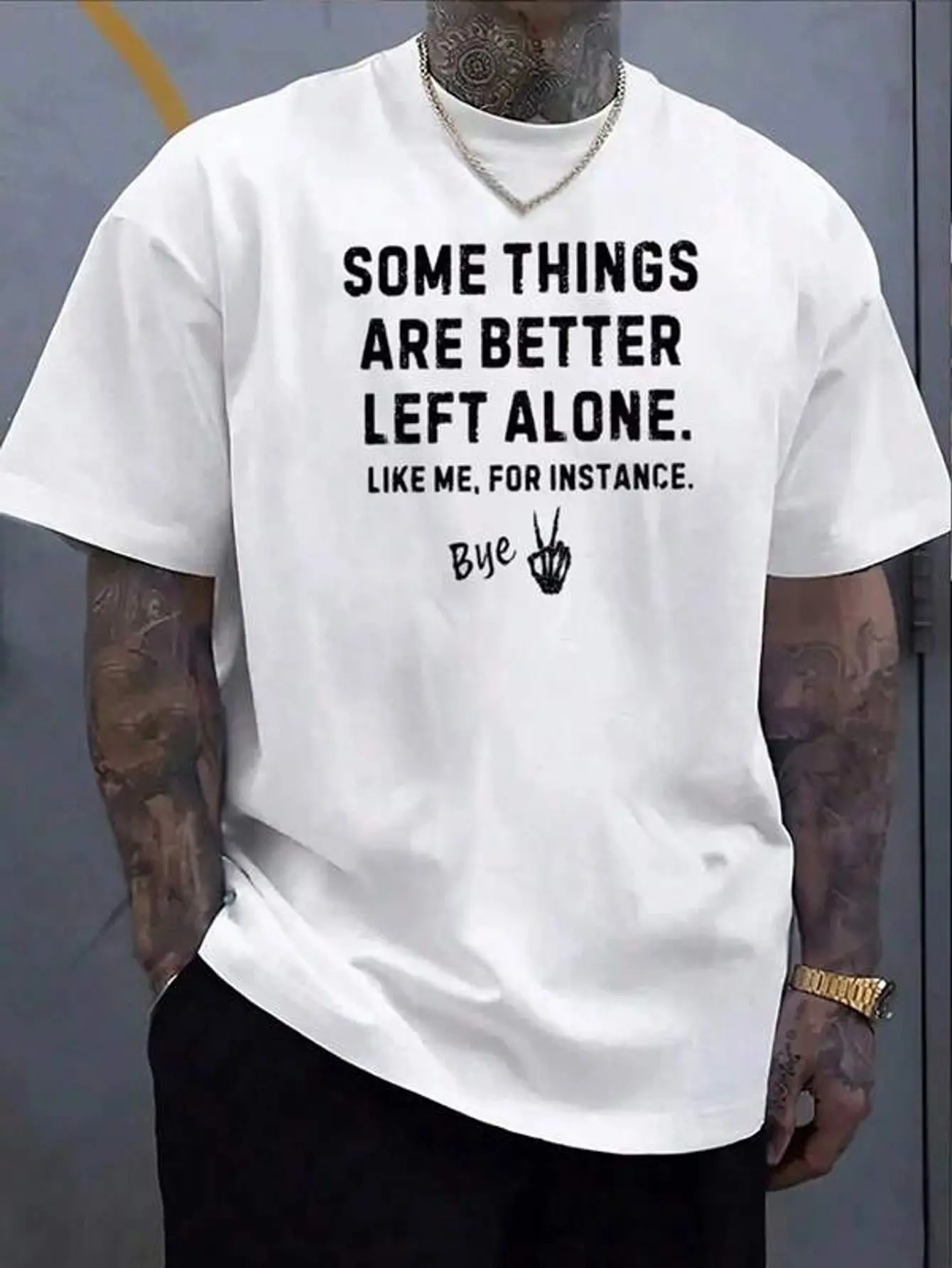 Leave Me Alone Graphic Men's Pattern Print Cotton TShirt Sarcastic Humor Tee With Premium Soft Cotton Casual Streetwear Style For Everyday Comfort & SelfExpression Great Gift For Introverted Guys