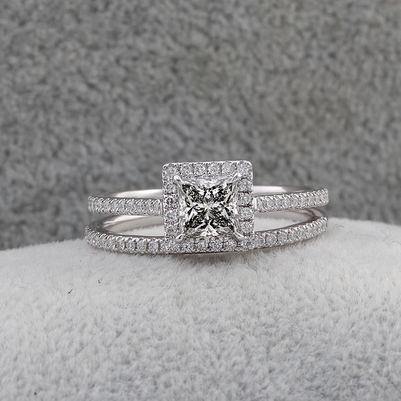 Provence custom 14K/18K gold princess cut lab diamond engagement rings for women classic promise wedding band anniversary gift