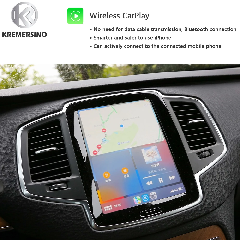 무선 카플레이 안드로이드 오토 KSmart 박스 5G 업그레이드 버전, 볼보 XC60 S60 XC90 S90 2018-2022 OEM 마이크