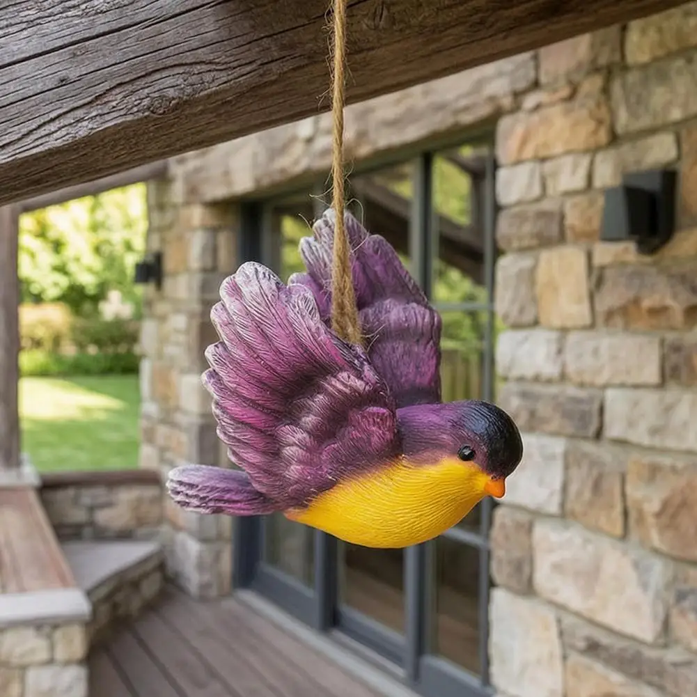 Garden Resin Bird Ornaments Nature Inspired Garden Decor 3pcs Resin Bird Hanging Ornaments Hand-painted Outdoor Tree Decorations