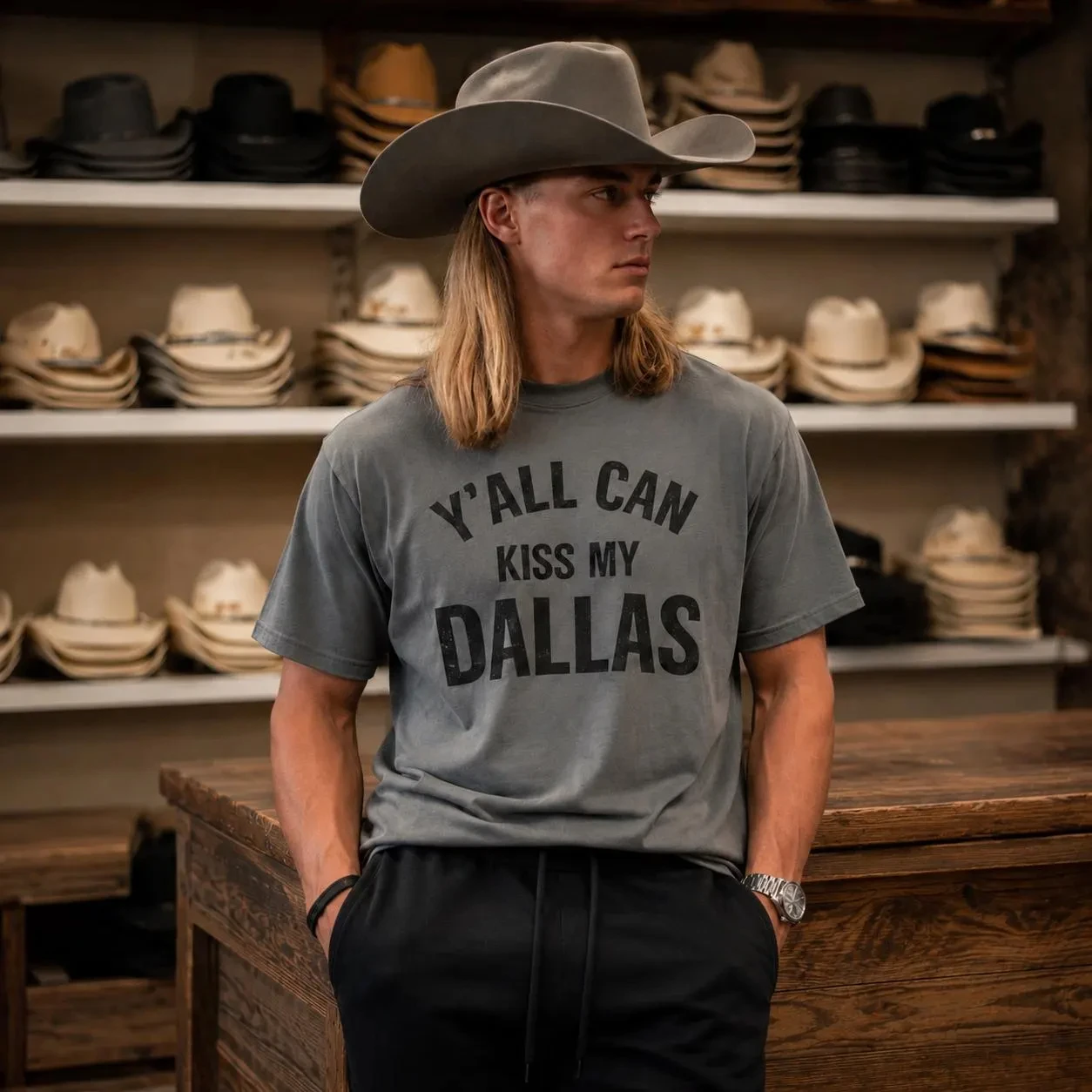 Y'all Can Kiss My Dallas Shirt: Funny Texas Graphic Tee Men's High-Quality Cotton T-Shirt Fashion Trend - Casual and Comfortable