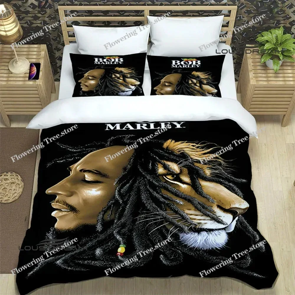 Bob Marley Lion Maple Leaf  Bedding Sets exquisite bed supplies set duvet cover comforter set bedding set luxury birthday gift02