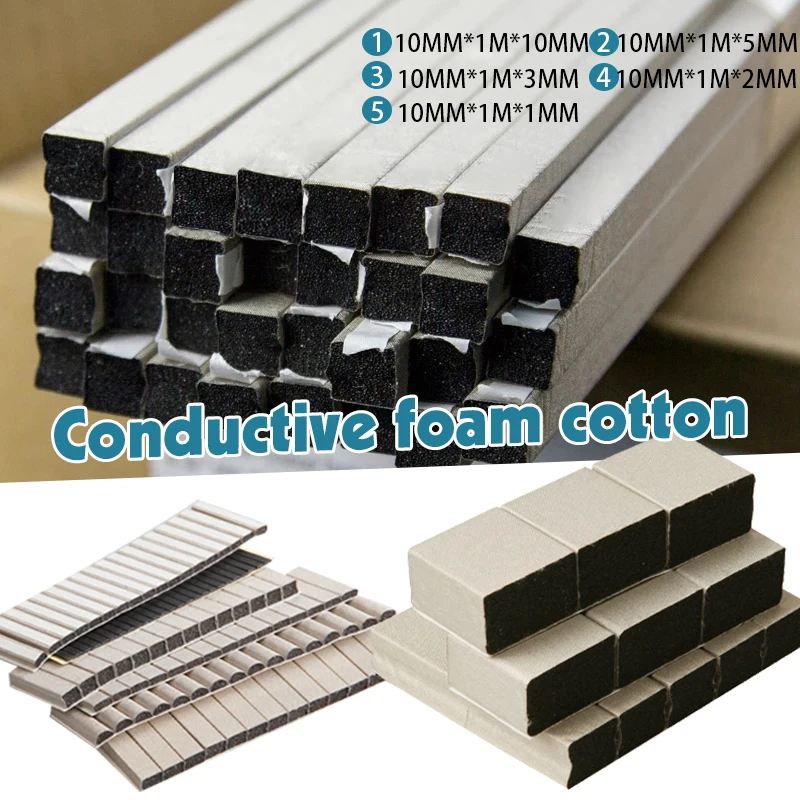 1M Conductive Foam Conductive Cotton Omnidirectional Conductive Cloth Shielding Foam EMI Electromagnetic Shielding Strips Sponge