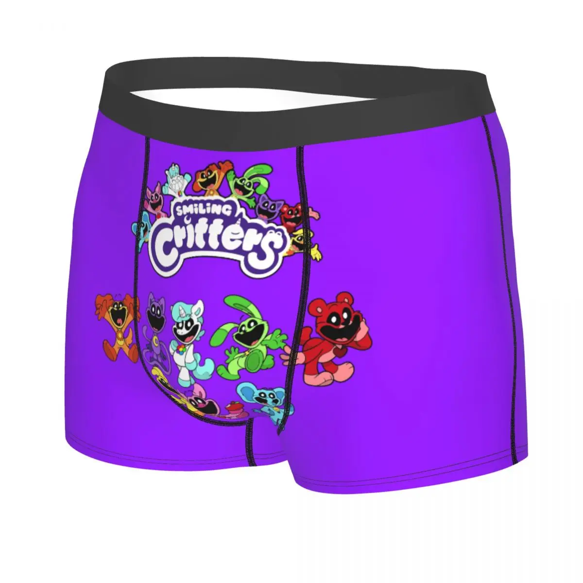 Custom Colorful Smiling Big Mouth Critters Group Underwear Stretch Scarry Animated Game Boxer Shorts Soft Underpants For Male