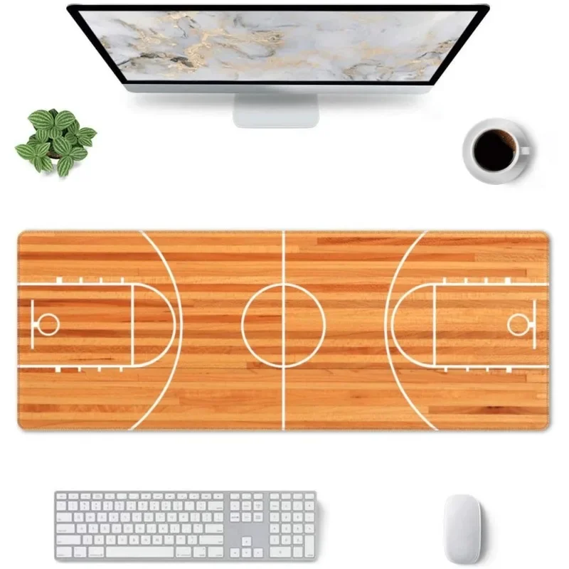 Basketball Gaming Mouse Pad Large Non Slip Rubber Mousepad Stitched Edges Long Extended MousePad Boy's Room Table Decoration