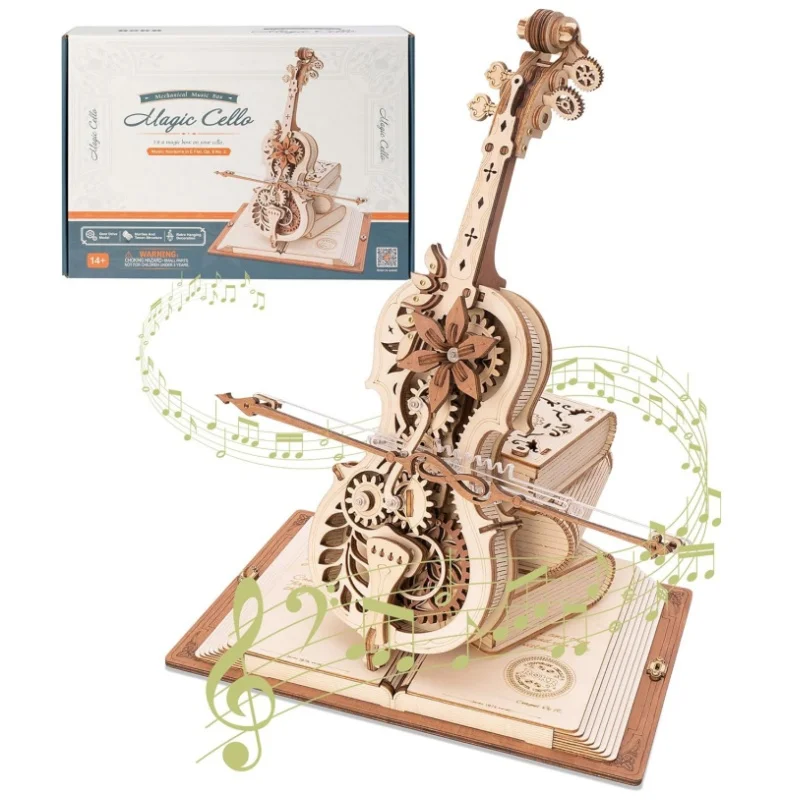 Robotime ROKR Mechaniczna pozytywka 3D Drewniane puzzle dla dzieci Prezenty świąteczne