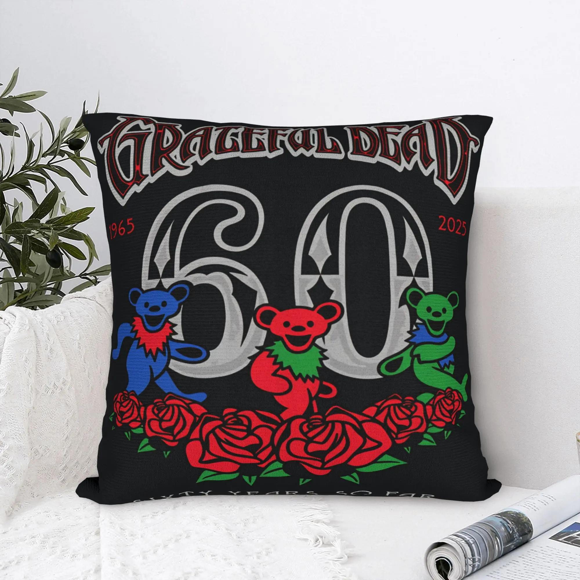 G-Grate-ful Deads Pillow Case Sixty Years So Far Kawaii Pillow Cover Comfy Pillowcases For Sofa Car Home Decor