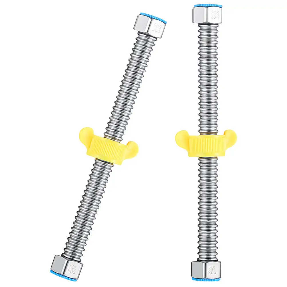 304 Stainless Steel Water Heater Hose 2 Pack Half Inch Corrugated Plumbing Supply Line with Wrench
