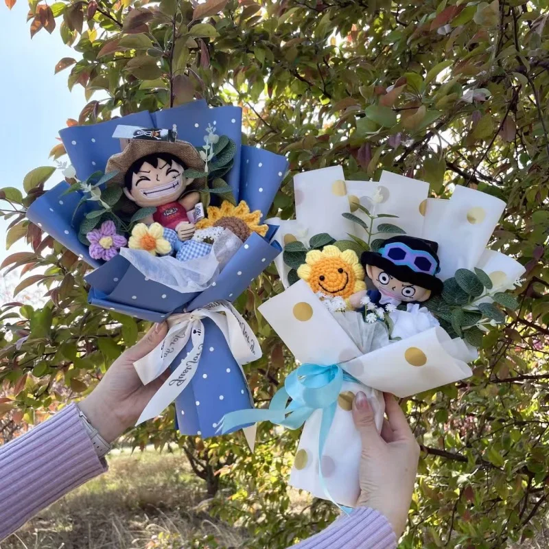 One Piece Plush Dolls Keychain Toy Tony Chopper Luffy Creative Handmade Bouquets Christmas Birthday Graduation Gifts