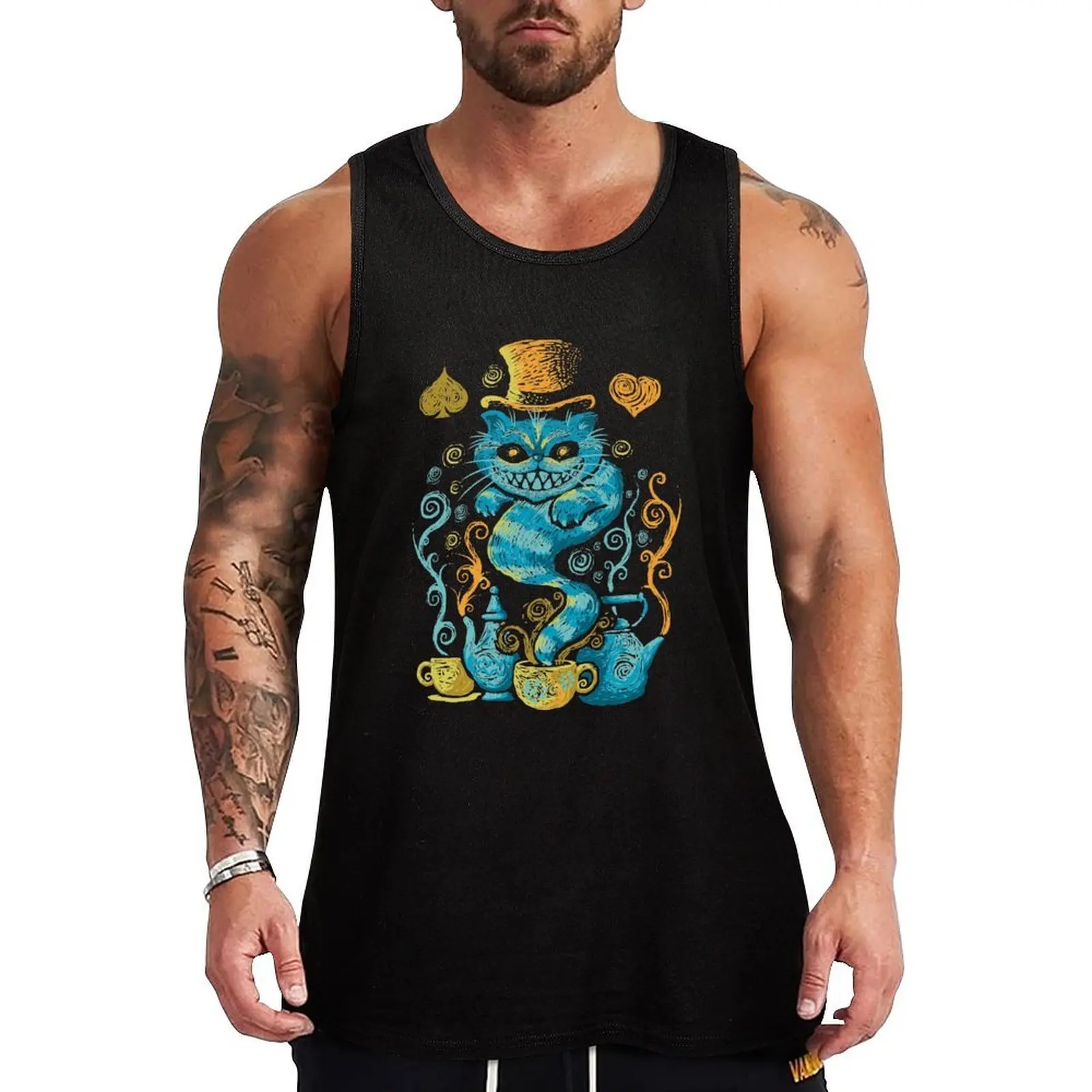 Camiseta sin mangas Wondercat Impressions, camiseta de trabajo sin mangas, ropa sin mangas