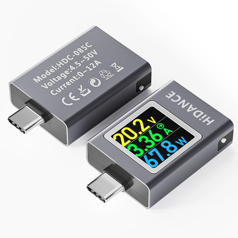 13 in 1 DC 4.5-50V 0-12A Multi-function Digital Display DC Voltage Ammeter Power Meter Type-c Cell Phone Charging PD3.1 Tester