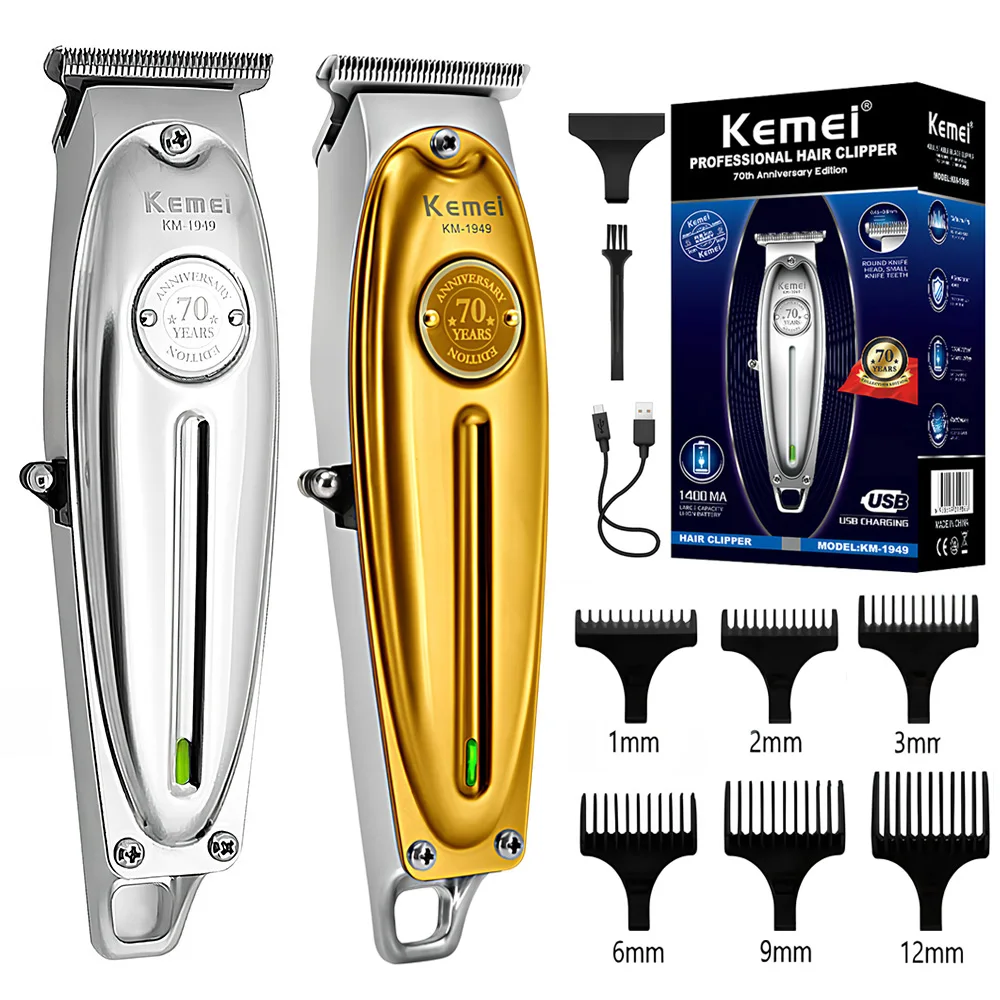 Original Kemei Full Metal Professional Hair Trimmer For Men Lithium Beard Trimmer Electric Barber Clipper Hair Cutting Machine