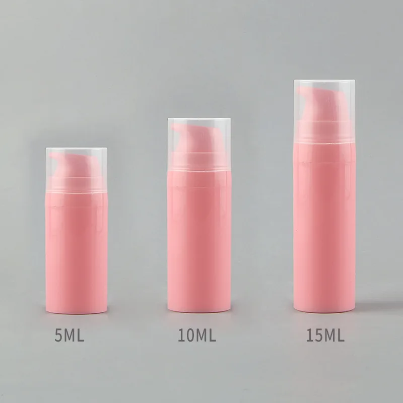 

100pcs 5ml 10ml 15ml Refillable Bottle Lotion Vacuum Bottles Squeeze Pump Airless Empty Container Beauty Skin Care Makeup Tools