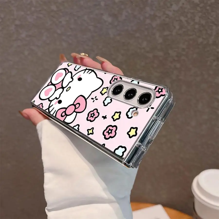 حافظة لهاتف سامسونج جالاكسي ZFold4 ZFold6 ZFold5 Z Fold 7 6 5 4 3 ZFold3 ZFold7 غطاء هاتف ناعم شفاف لطيف سانريو مرحبا كيتي #3