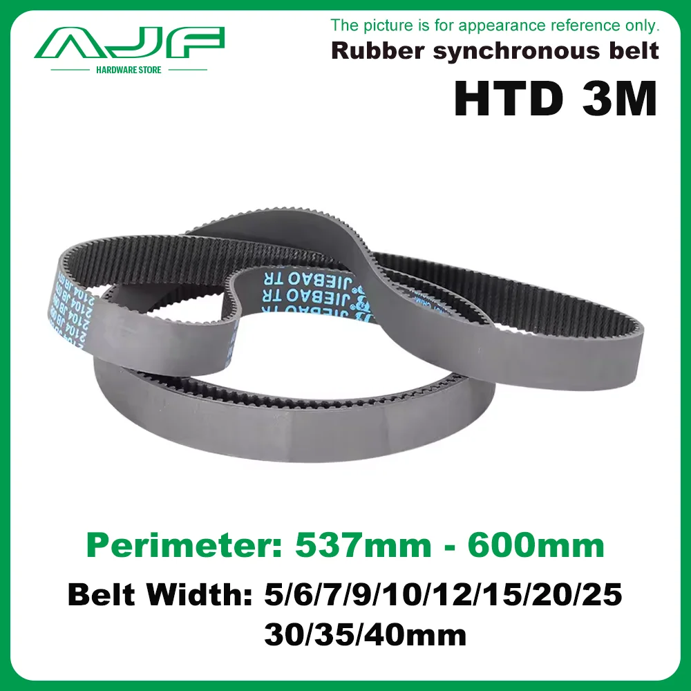 HTD 3M Timing Belt Perimeter Lp=537mm-600mm Rubber Closed Loop Belt Width 5/6/8/9/10/12/15/20/25/30/40mm 3M Synchronous Belt