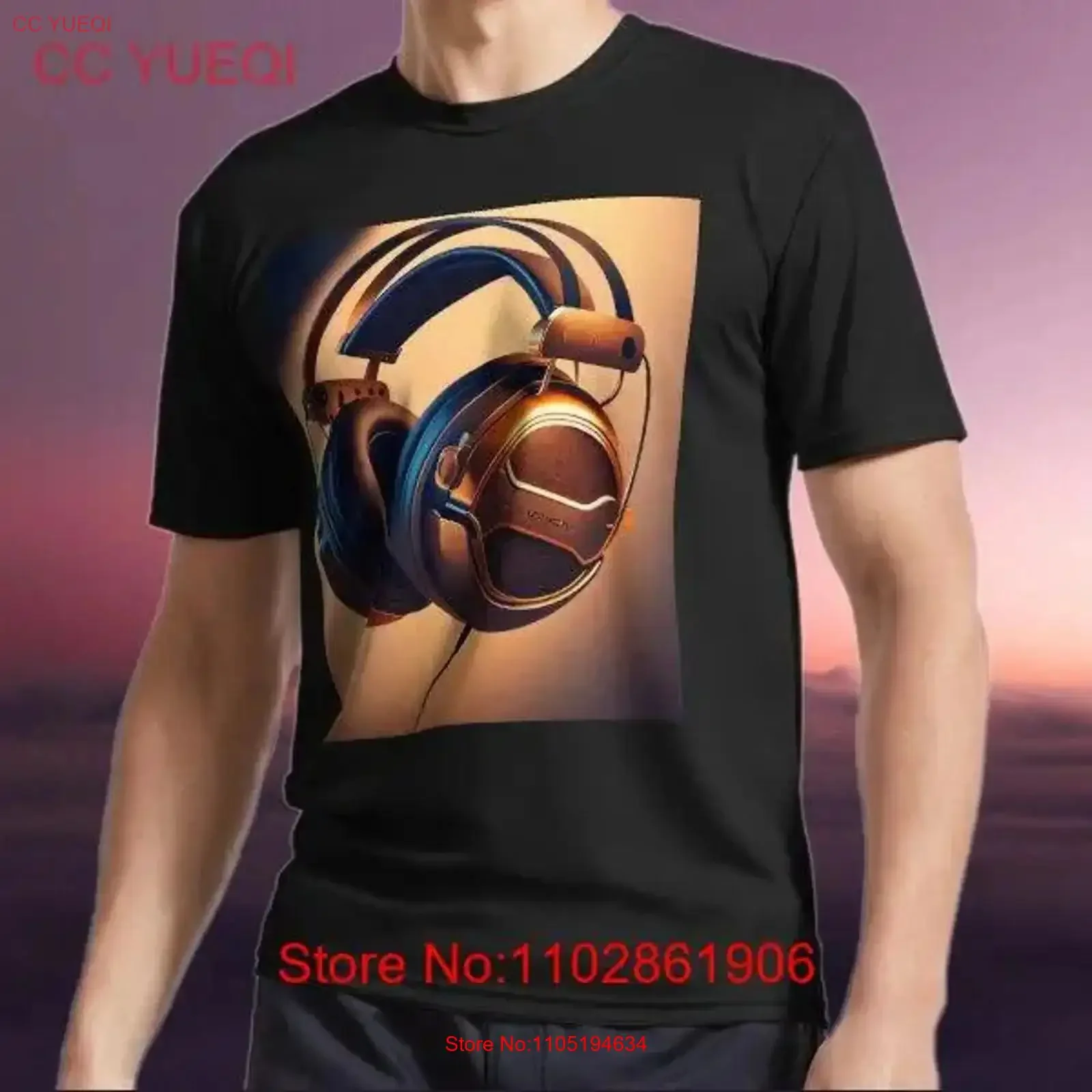 New T Shirt headphones bronze he Active Logo American Funny Size S to 5XL vintage Washed graphic Stretched designer clothes