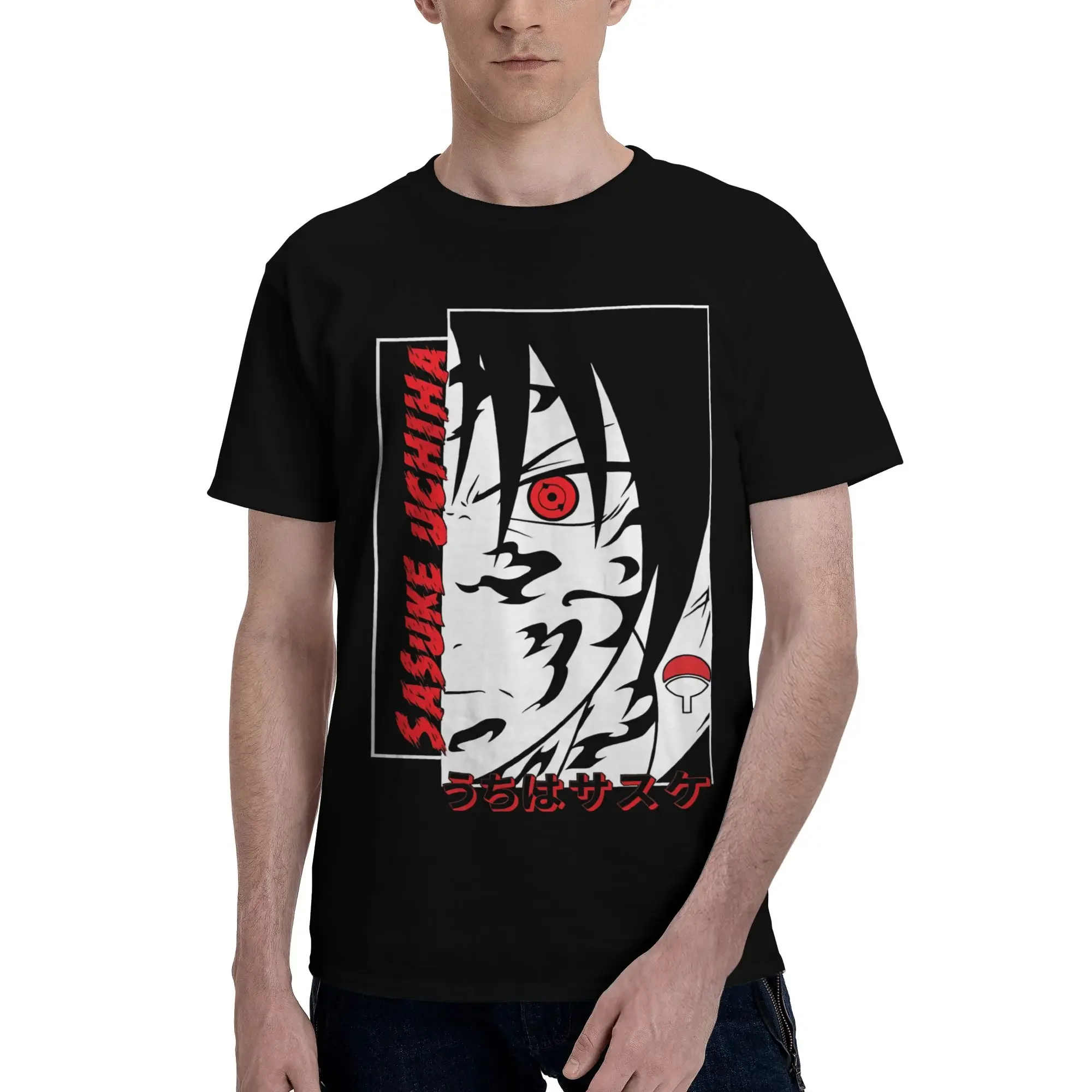 Anime Naruto Anime Sasuke Uchiha Men T-Shirt Clothes  Amazing Tee Shirt Short Sleeve fugees 100% Cotton
