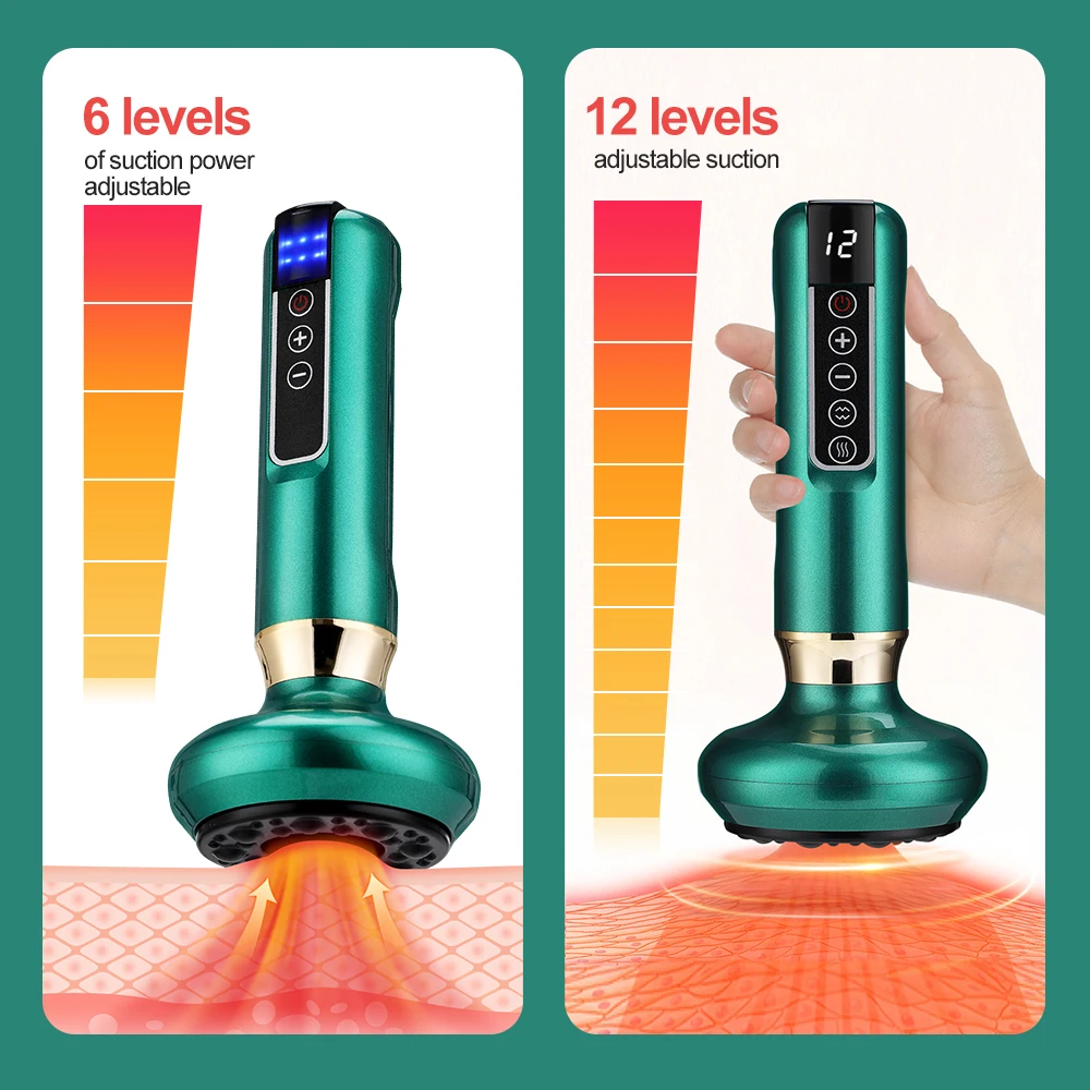 12 Levels Intelligent Negative Pressure Cupping Massager Wireless Scraping Apparatus Heating Dredge Meridian Relieve Fatigue