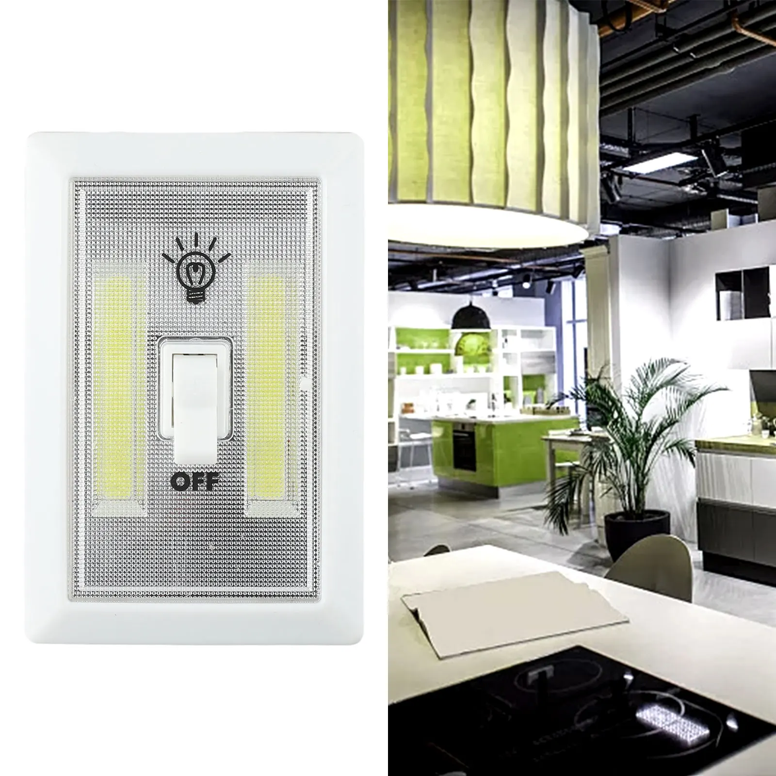 COB Wireless On Off Light Switch for Shed Garage Wardrobe Cupboard Under Stairs Illumination Powered 3 AAA Required
