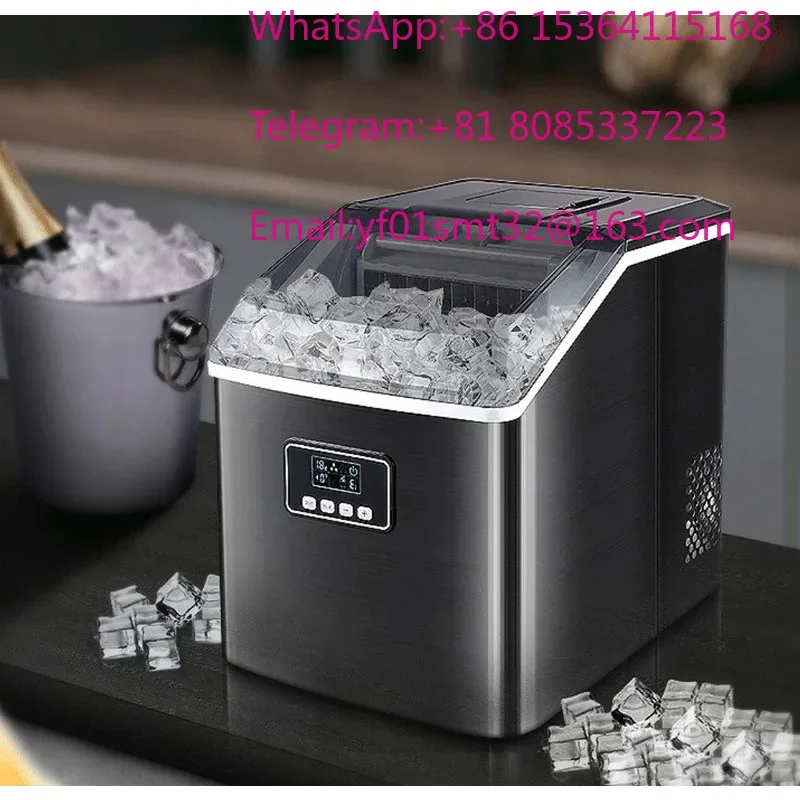New Product Small Milk Tea Shop Commercial Household Kitchen Ice Maker for 30kg Square Ice Full Transparent Lid Mini Ice