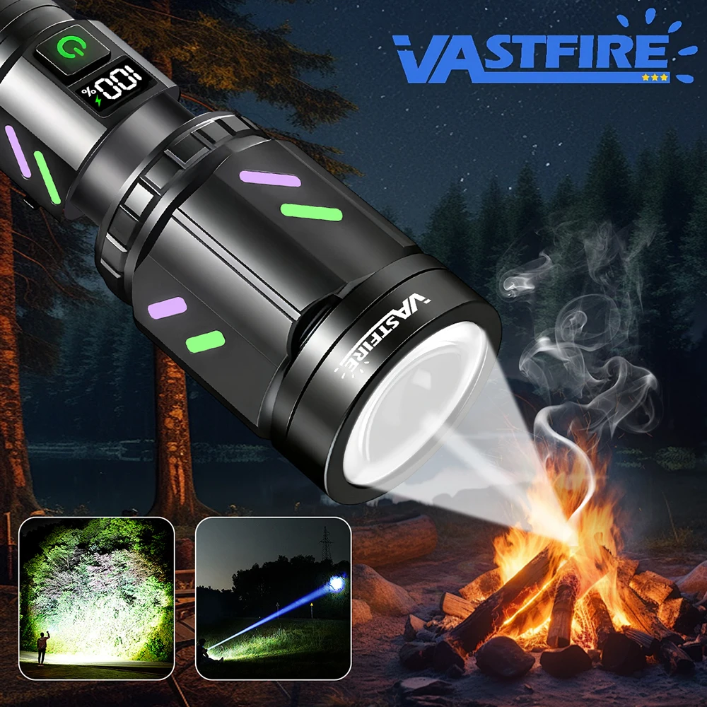

High Power White Laser LED Flashlight 26650 Battery Type-C Strong Light Tactical Torch Outdoor Camping with Ignition Lens