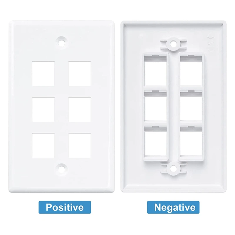 6-Port Ethernet Wall Plate,For Keystone Jack Wall Plate With RJ45 Keystone Inline Coupler Insert, Female To Female Cat6