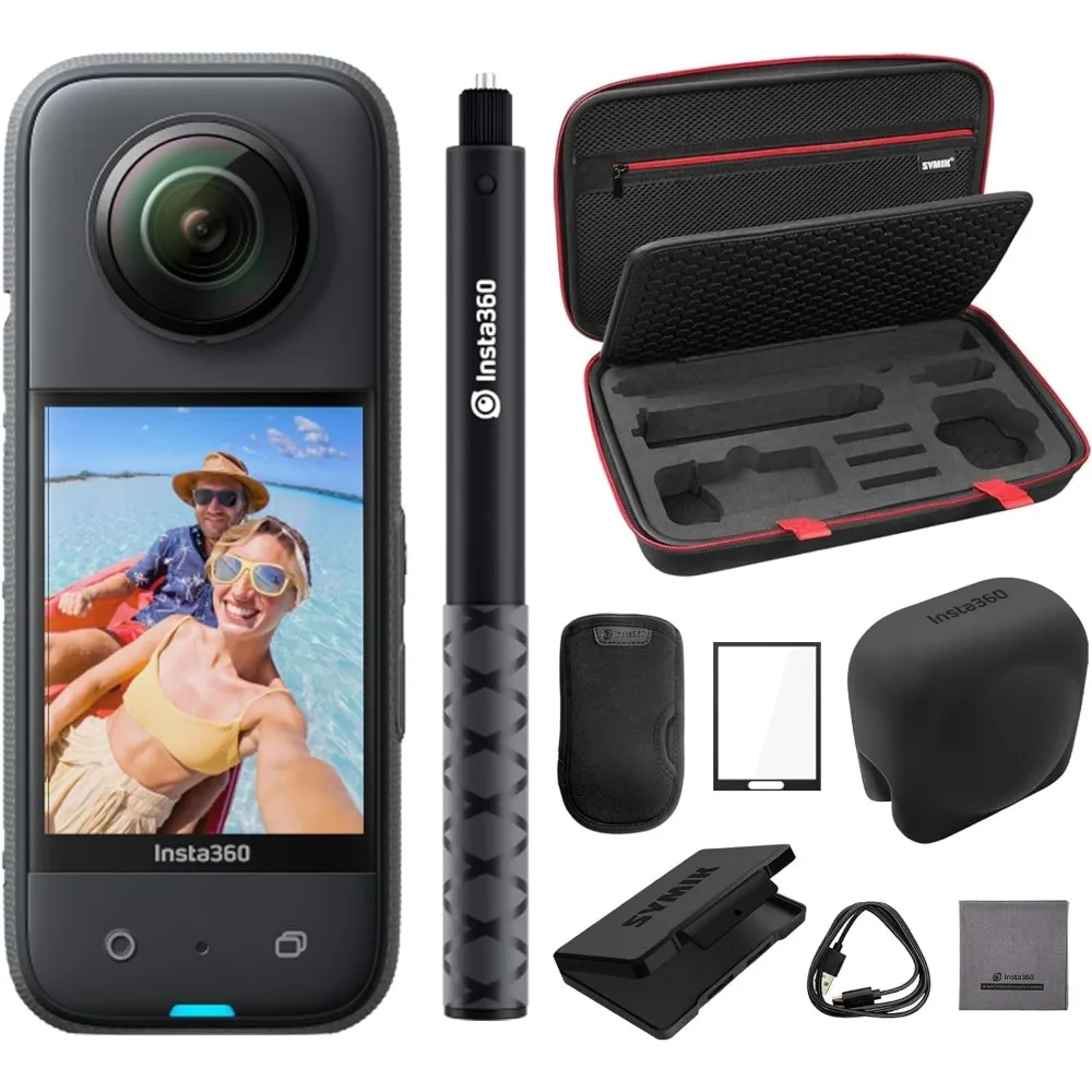 5.7K 360 Active HDR Video, Bundle with Invisible Selfie Stick, Lens Cap, Carrying Case, Screen Protector