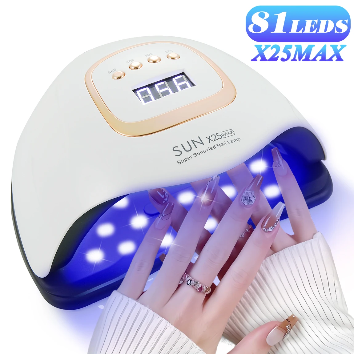 

Профессиональная LED/УФ-лампа для сушки ногтей SUN X25 с 81 светодиодом, для гель-лака, аксессуары для нейл-арта, для полимеризации всех видов гель-лаков