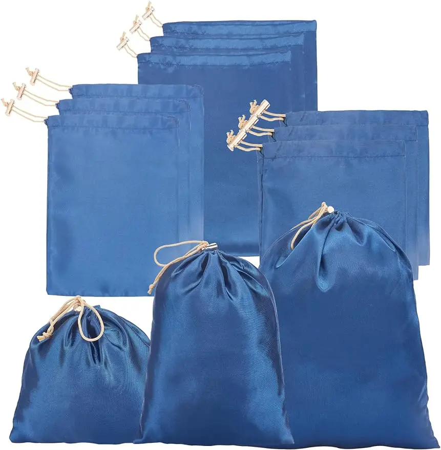 

18Pcs 3Sizes Satin Drawstring Bags Microfiber Bags Drawstring Storage Bags Satin Gift Jewelry Pouches Wedding Favor