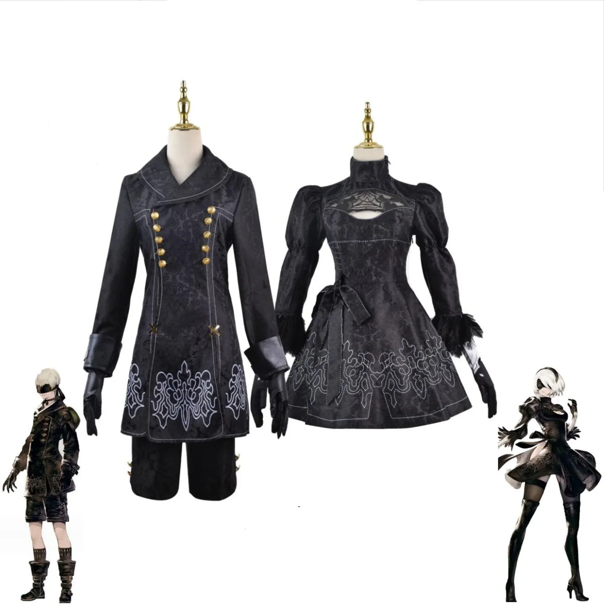 

Anime Game NieR Automata YoRHa 2B YoRHa 9S Cosplay 2D Costume Wig Men Uniform Top Shorts Suit Women Dress Halloween Party Outfit