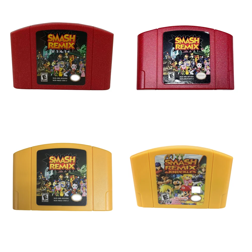 

SMASH REMIX V1.5.2，SMASH REMIX v1.4.1，SMASH REMIX v1.5.2， Splitscreen Multiplayer -N64 Game Card