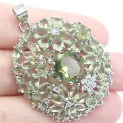 46x34mm Peridot Garnet Tanzanite Aquamarine Citrine Tourmaline Amethyst White CZ Gift Females Silver Pendant