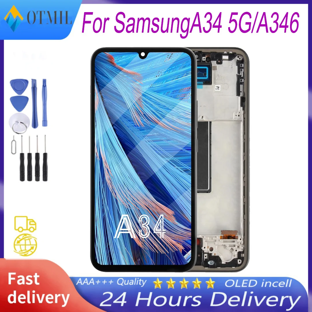 6.6“ High quality Display for Samsung Galaxy A34 5G LCD SM-A346B A346U Display Touch Screen Digitizer Assembly Repair Parts