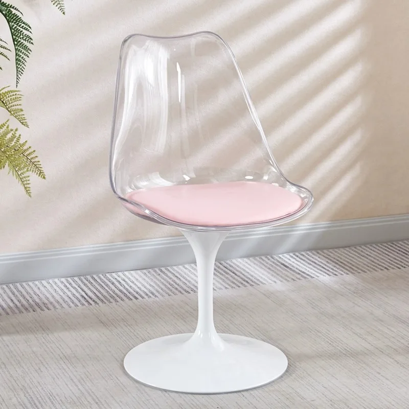 

Nordic simple leisure light luxury negotiation milk tea shop Eames tulip backrest acrylic transparent rotatable chair