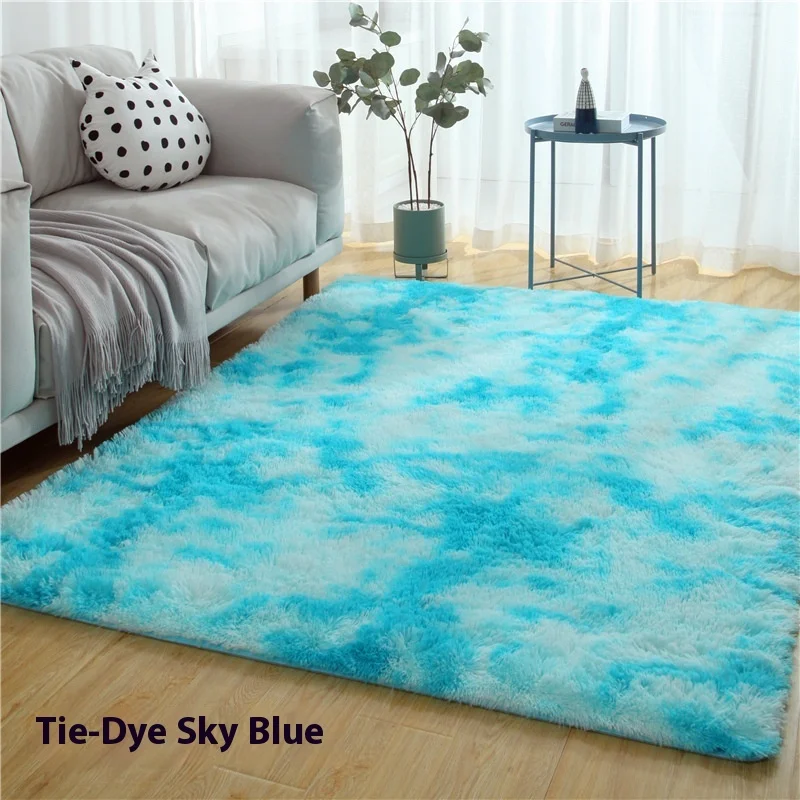 Soft Plush Area Rugs Non-slip Fuzzy Shag Plush Soft Shaggy Bedside Rug Tie-Dyed Living Room Carpet For Dorm Home Decor Mat view 6