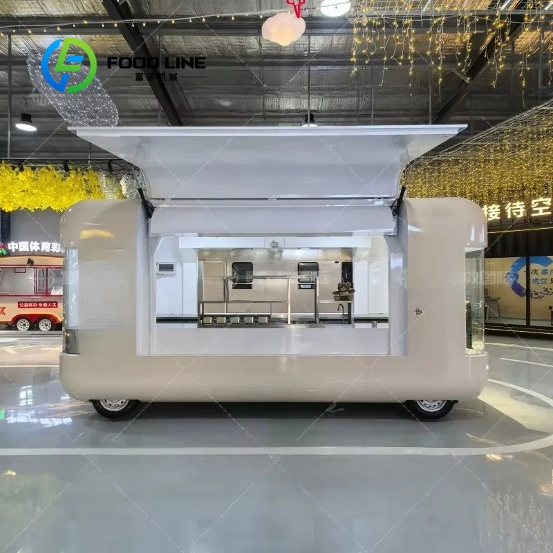 4-Wheel Multi-functional Food Trailer Galvanized Steel Frame Rust Resistant Mobile Catering Cart