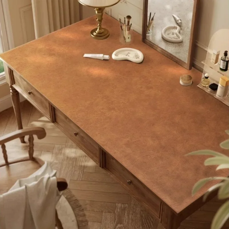 Double-sided Retro Imitation Cowhide Table Cloth Pad Light Luxury High-end Leather Table Cloth for Computer Mats Writing Desk