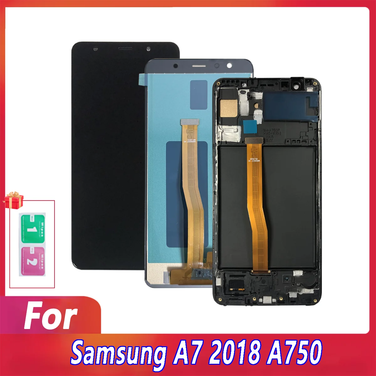 Nueva pantalla para Samsung A7 2018 A750 pantalla LCD para A750F/A750FN pantalla táctil digitalizador para A750F/A750FN marco LCD LCD